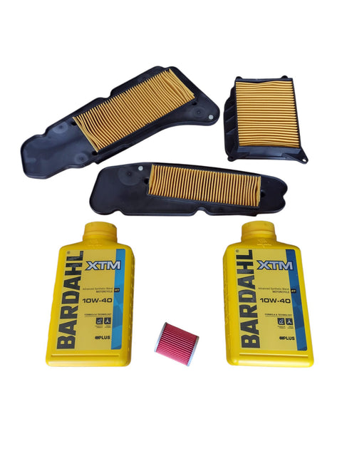 2 litri olio Bardahl xtm 10w-40 + 3 filtri aria + 1 filtro olio Yamaha majesty 400