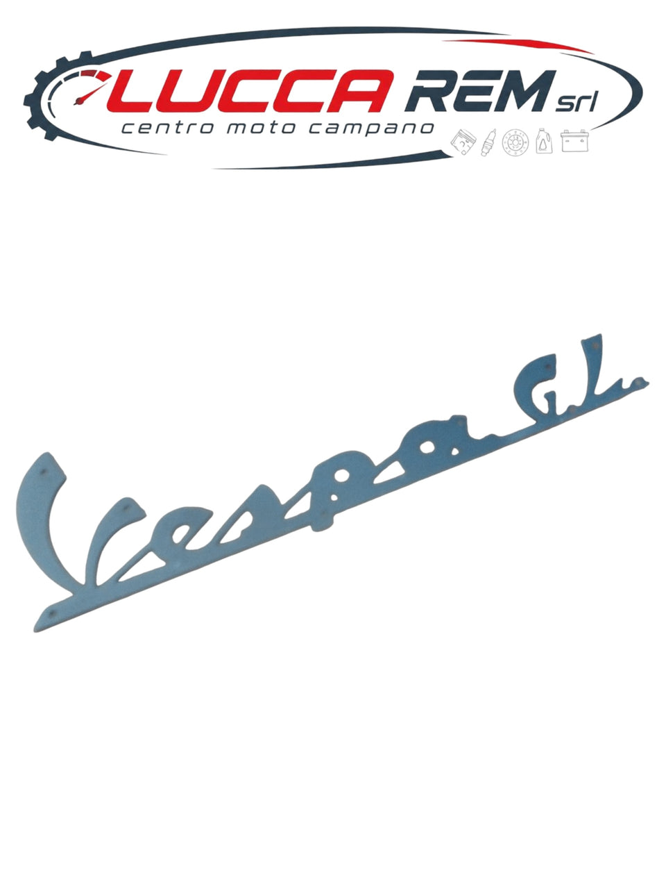 5744 Targhetta Anteriore "VESPA G.L." In Alluminio Nera Lunghezza 165mm Vespa GL