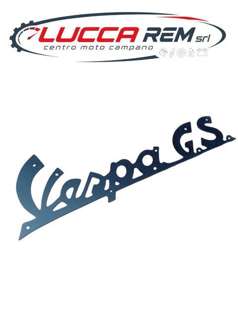 5743 Targhetta Anteriore "VESPA G.S." In Alluminio Nera Lunghezza 140mm Vespa GS 150 VS1-2-3-4 1955 1961