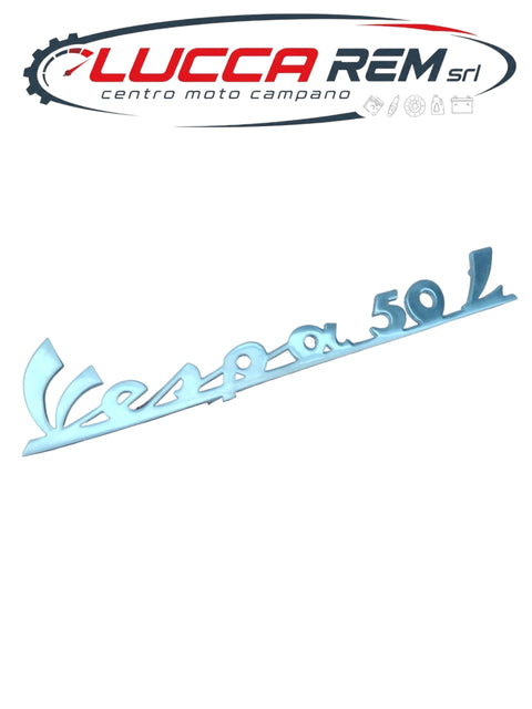 5729 Targhetta Posteriore "VESPA 50 L" Lunghezza 160mm Rif. Orig. 151712 Per Vespa 50 L