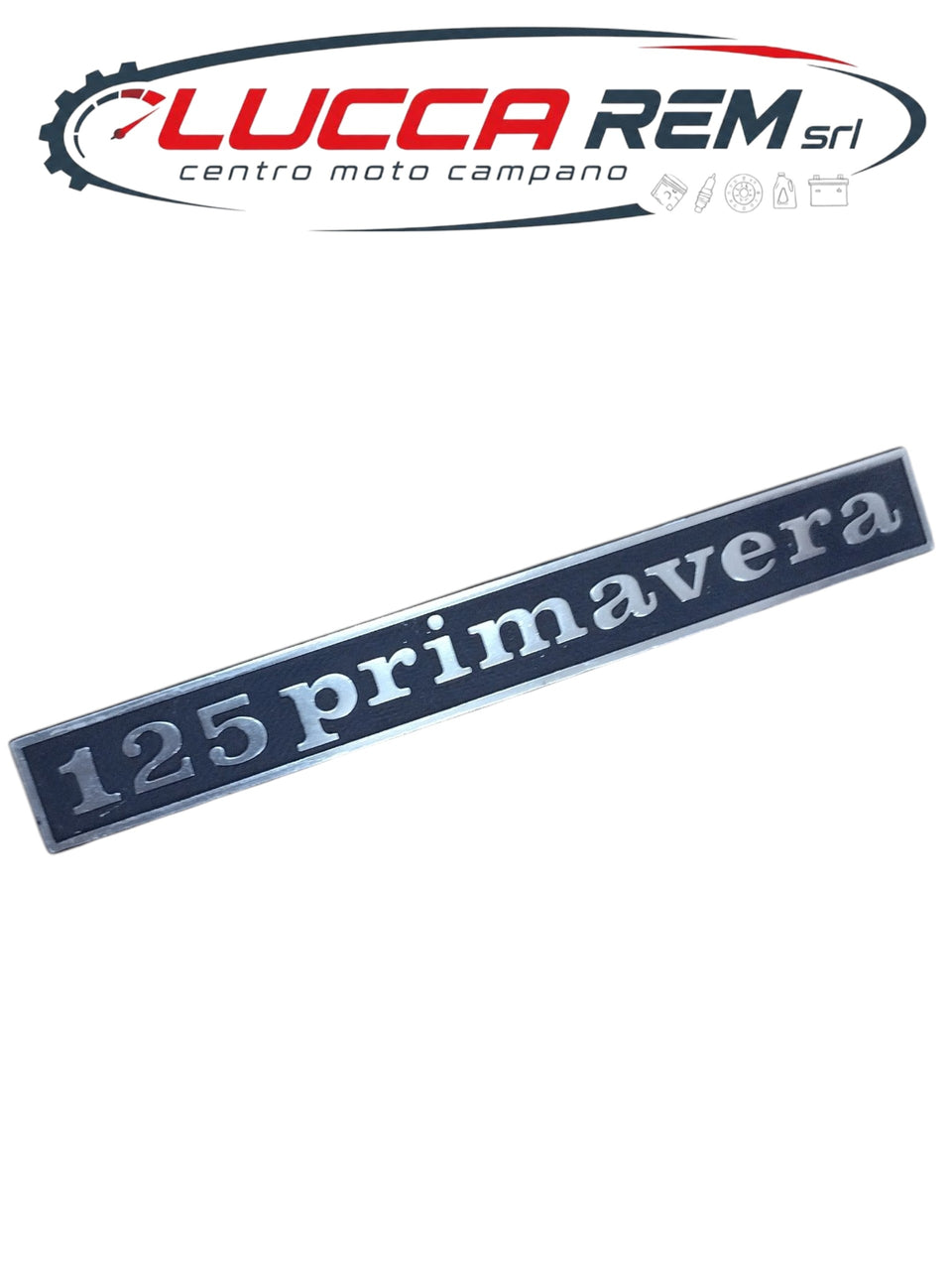 5757 Targhetta Posteriore "125 PRIMAVERA" Fondo Nero Sim. 145340 Per Vespa Primavera 125