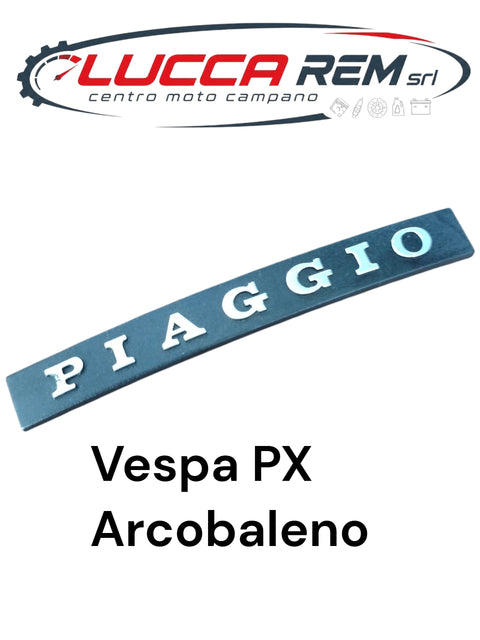 5784 Targhetta "PIAGGIO" Ad Incastro Per Mascherina Anteriore Vespa PX Arcobaleno